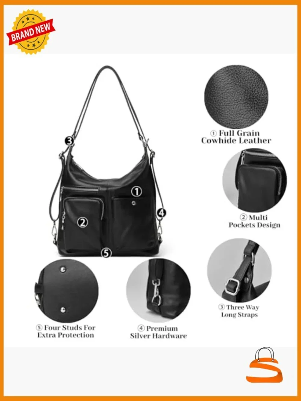 Large Suede Hobo Convertible Backpack with Straps, Multi-Pockets